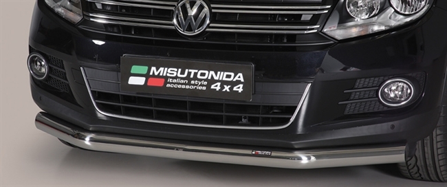 Beskyttelsesbar til forkofanger (Slash Bar) i rustfri stål - Blank til VW Tiguan årg. 11-15