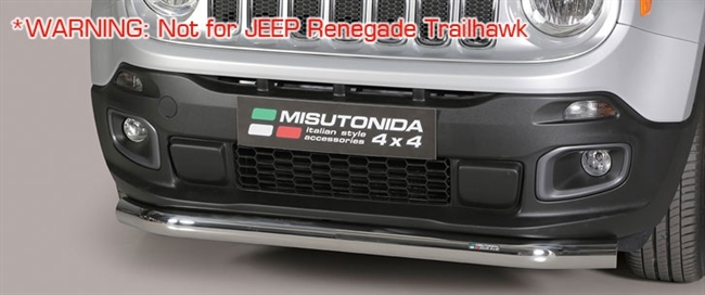 Beskyttelsesbar til forkofanger (slash bar) i rustfri stål - Blank til Jeep Renegade årg. 14+