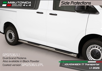 Side bars med trin  i rustfri stål - Blank til VW T7 Årgang 2025+