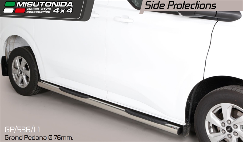 Side bars med trin - Blank i rustfri stål til VW T7 Årgang 2025+