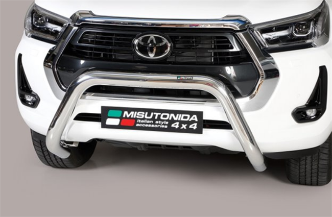 Frontbøjle (Super bar) EU godkendt - Blank i rustfri stål til Toyota Hilux årg. 2021+