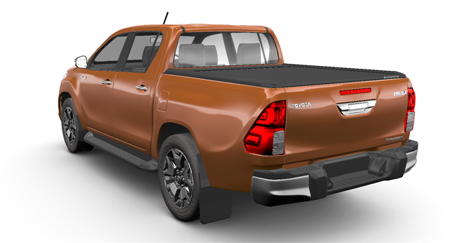 Roll cover EVOe elektrisk/fjernbetjent roll cover i Sort Mountain Top fra RealTruck til Toyota Hilux D/C Årgang 2016+