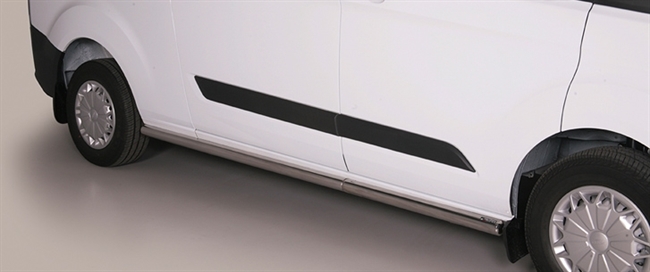 Side bars fra Mach i rustfri stål - Fås i sort og blank til Ford Transit Custom L2 (lang model) år. 13+