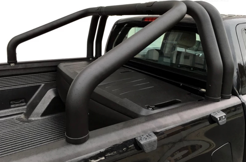 Styrtbøjle/Roll Bar til montering på lad i rustfri stål - Sort med dobbelt rør til VW Amarok Double Cab årg. 10-