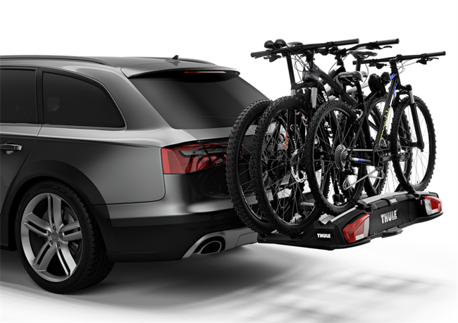 Thule VeloSpace XT cykelplatform til 3 cykler til anhængertræk holder sort/aluminium